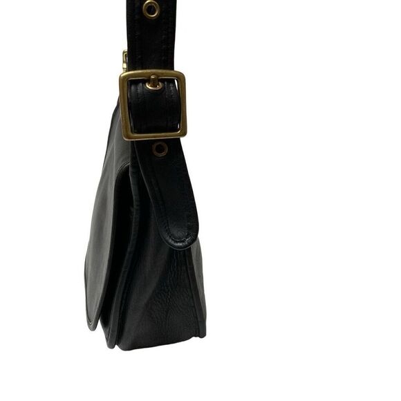 Vintage Coach Patricia Saddle Flap Bag Black Leather Crossbody Messenger 9951 - Picture 10 of 12